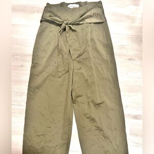Abercrombie & Fitch Sage Green Pleated  High Tie Waist Wide Leg Palazzo Pants XS